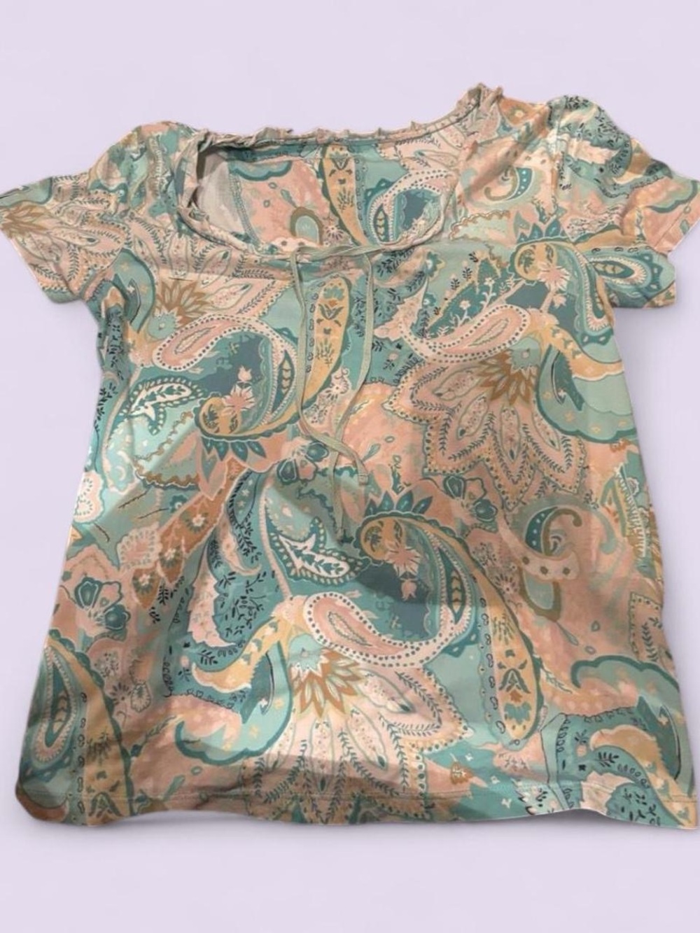 Pastel Paisley Short-Sleeve Blouse | Estimated Medium
